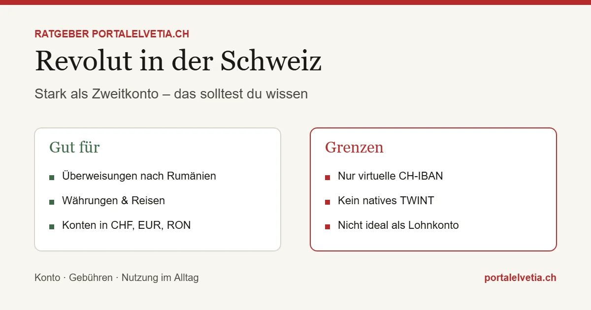 Revolut in der Schweiz: Stärken und Grenzen als Zweitkonto